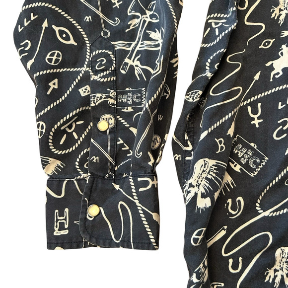 H Bar C California Ranch Men's Shirt XL Rockridge in Navy Blue Pearl‎ Snap - Picture 5 of 10